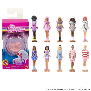 Barbie Mini Barbie Land Fashionistas Dolls. 1.5-Inch Dolls in Perfume Compact. Surprise Reveal