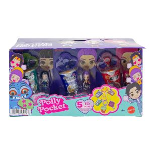 Polly Pocket X Kpop Demon Hunters Miniature Dolls. Toy Collectible Characters. Ramen Cup Keychain