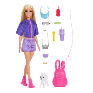Barbie Malibu Outdoor Adventures Fashion Doll With 10+ Camping-Themed Accessories Including Pet