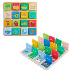 Fisher-Price Wooden Flip & Reveal Busy Activity Board. Learning Toy For Preschool Kids