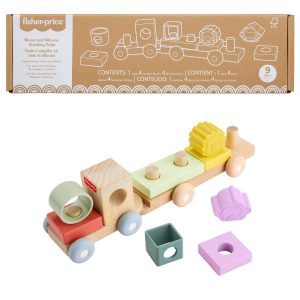 Fisher-Price Wood And Silicone Stacking Train. 9-Piece Baby & Toddler Activity Toy