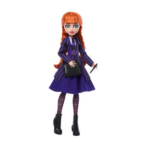Monster High X Wednesday Collectible Doll. Agnes Demille With Purple Uniform And Accessories