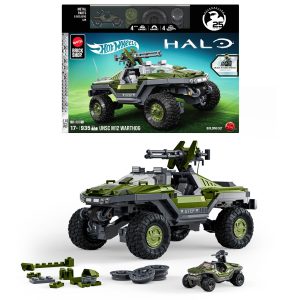 Mattel Brick Shop Hot Wheels Halo UNSC M12 Warthog Building Toy Kit (935 Pieces). For Collectors