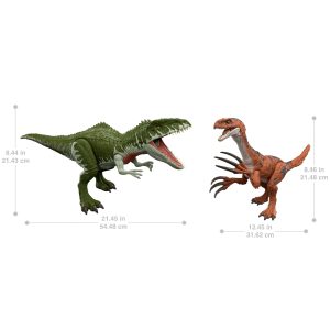 Jurassic World 2-Pack Of Dinosaur Figures Giganotosaurus & Therizinosaurus. Attack Actions