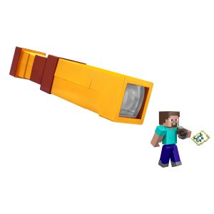 Minecraft Pixel Spyglass & Steve Action Figure Set. Kid-Sized Pixelated Role-Play Viewer