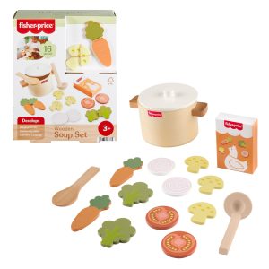 Fisher-Price Tiny Garden Wooden Veggie Soup Pretend Kitchen Play Set For Kids. 16 Wood Pieces