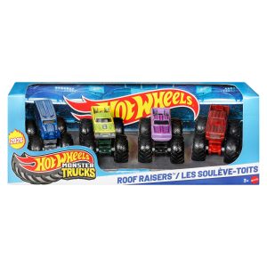 Hot Wheels Monster Trucks 4-Pack. Set Of 4 1:64 Scale Toy Trucks With Giant Wheels