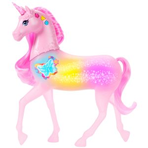 Barbie Sparkle Lights Toy Unicorn With 20 interactive Combos Of Lights. Sounds & Music