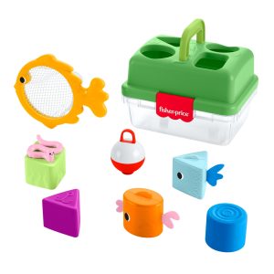 Fisher-Price Friendship Forest Sort & Store Tackle Box Baby Toy With 6 Shape Blocks & Fishing Net