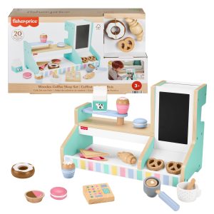 Fisher-Price Wooden Coffee Shop Set For Preschool Pretend Play. 20 Wood Pieces
