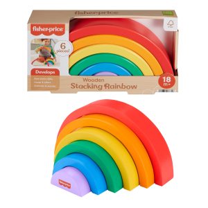 Fisher-Price Wooden Stacking Rainbow. Building Toy For Toddlers. 6 Wood Pieces
