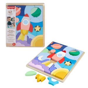Fisher-Price Wooden Space Blocks Puzzle For Preschool Kids. 42 Wood Pieces