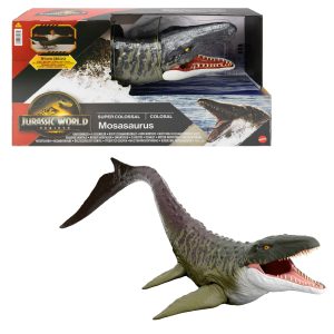 Jurassic World Rebirth Super Colossal Mosasaurus Action Figure. Dinosaur Toy