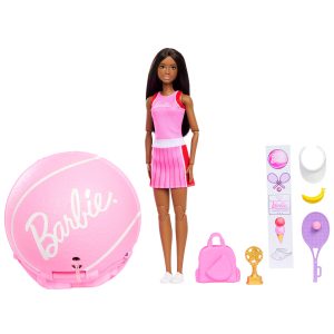 Barbie Team Barbie Roll And Reveal Tennis Player Doll And Accessories With Brunette Fashion Doll. 8 Surprises & Tennis Ball Encasement