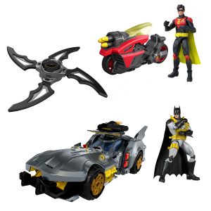 DC Premier Batlink Pack With Batmobile. Robin Cycle. Batman & Robin Figures. 2 Batarangs