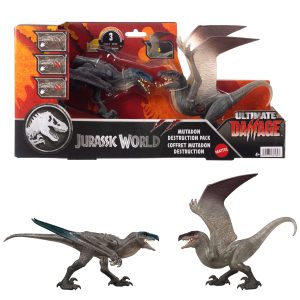 Jurassic World Rebirth Mutadon Destruction Pack. 2 Dinosaur Toys. Damage & Wing Flap Features