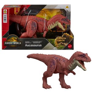 Jurassic World Rebirth Wild Roar Aucasaurus Dinosaur Toy. Tail Controlled Attack Chomp & Sound