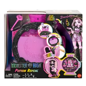 Monster High Potion Reveal Playset With Draculaura Doll & 9 Accessories. Secret Code Unboxing