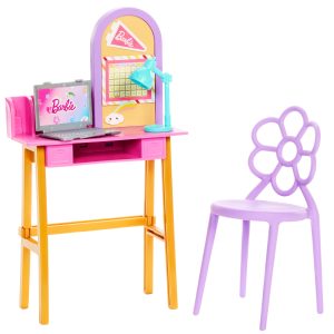 Barbie World Desk Playset With 4 Study Time-Themed Pieces Including Furniture & Sticker Sheet