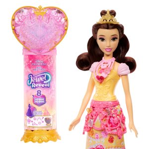 Disney Princess Jewel Reveal Belle Fashion Doll W/ 8 Surprises Including Gem Box & Accessories