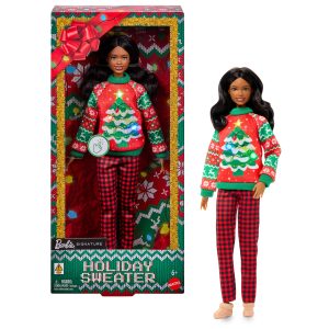 Barbie Holiday Sweater Doll. Collectible Ugly Sweater Doll in Themed Knit Sweater