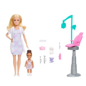 Barbie Careers Dentist Playset With Blonde Fashion Doll. Small Doll. Examination Chair & Accessories