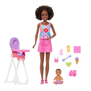 Barbie Skipper Babysitters Inc. Playset With Skipper Doll. Toddler Doll. High Chair & 8 Accessories