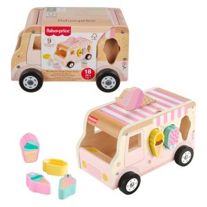Fisher-Price Wooden Ice Cream Shape Sorter Set For Toddlers & Kids. 9 Wood Pieces