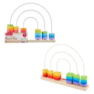 Fisher-Price Wooden Rainbow Bead Bar Maze. Baby & Toddler Developmental Toy. 1 Wood Piece