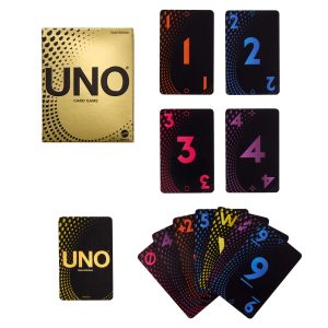 UNO Card Game Gold Edition For Kid. Adult & Family Nights. Collectible Deck With Foil Accents