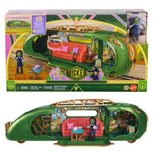 Universal Pictures' Wicked Emerald City Train Small Doll Playset. 3 Play Spaces & 15 Total Pieces