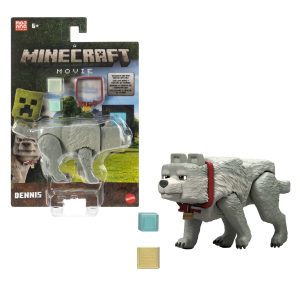 Minecraft Dennis The Wolf Action Figure & Accessories. 3.25-Inch Toy Set Inspired By A Minecraft Movie