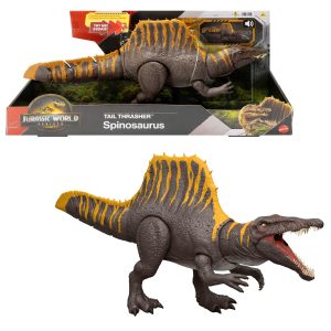 Jurassic World Rebirth Tail Thrasher Spinosaurus Action Figure. Dinosaur Toy With 2 Attack Moves