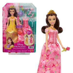 Disney Princess 2-In-1 Stories Belle Fashion Doll With 2 Snap-On Bodices. 2 Skirts & 9 Accessories