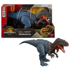 Jurassic World Rebirth Wild Roar Abelisaurus Dinosaur Toy. Tail Controlled Attack Chomp & Sound