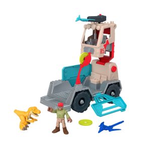 Imaginext Jurassic World Trek 'n Transform Toy Vehicle Play Set With Dinosaur. Figure & Projectile