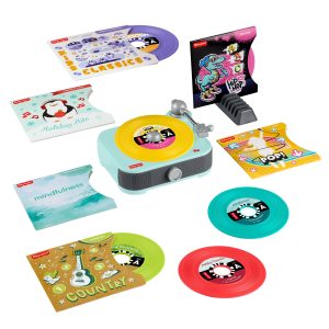 Fisher-Price Deluxe Rockin' Record Player Musical Toy Turntable With 6 Records For Kids Ages 3+