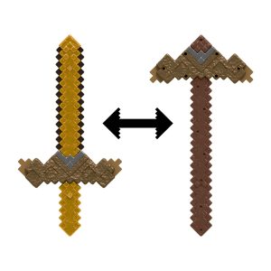 Minecraft Click & Switch Sword & Pick-Axe. Transforming Kid-Sized 2-In-1 Toy For Role-Play & Costumes