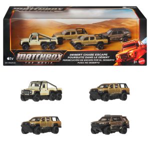 Matchbox Desert Chase Escape 4-Pack Of 1:64 Scale Die-Cast Vehicles From The Movie. Collectible Set