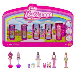Barbie Mini Barbie Land 5 Dolls Reveal Pack. 1.5-Inch Mini Dolls With Surprise Reveal & Sensory Play Piece