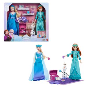 Disney Frozen Slumber Sister Set With Anna & Elsa Fashion Dolls. Olaf & 14 Accessories