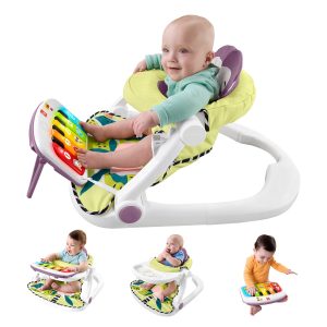 Fisher-Price Kick & Play Deluxe Sit-Me-Up Seat. Purple Monkey Baby Chair & Piano Learning Toy