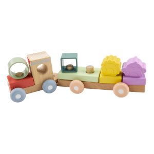 Fisher-Price Wood And Silicone Stacking Train. 9-Piece Baby & Toddler Activity Toy