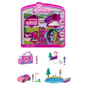 Barbie Mini Barbieland 4-Pack Doll & Vehicle Set. 4 1.5-Inch Dolls & 4 Iconic Toy Vehicles
