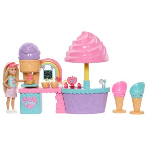 Barbie Club Chelsea Ice Cream Shop Playset With Chelsea Doll. 2 Dough Colors. And Accessories