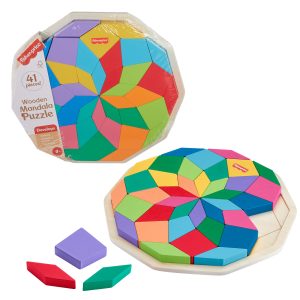 Fisher-Price Wooden Mandala Geometric Puzzle For Toddlers & Kids. 40 Wood Pieces