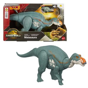 Jurassic World Rebirth Wild Roar Maiasaura Dinosaur Toy. Tail Controlled Attack Chomp & Sound