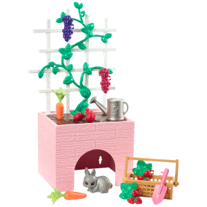 Barbie World Garden Playset With 12 Pieces Including Planter. Bunny Figure. Food & More