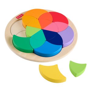 Fisher-Price Wooden Color Wheel Puzzle. Shape-Sorting Play For Preschool Kids. 19 Wood Pieces