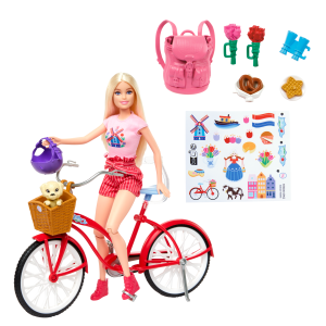 Barbie Pink Passport Holland Doll Set With Bicycle. CloThes. & Travel Accessories